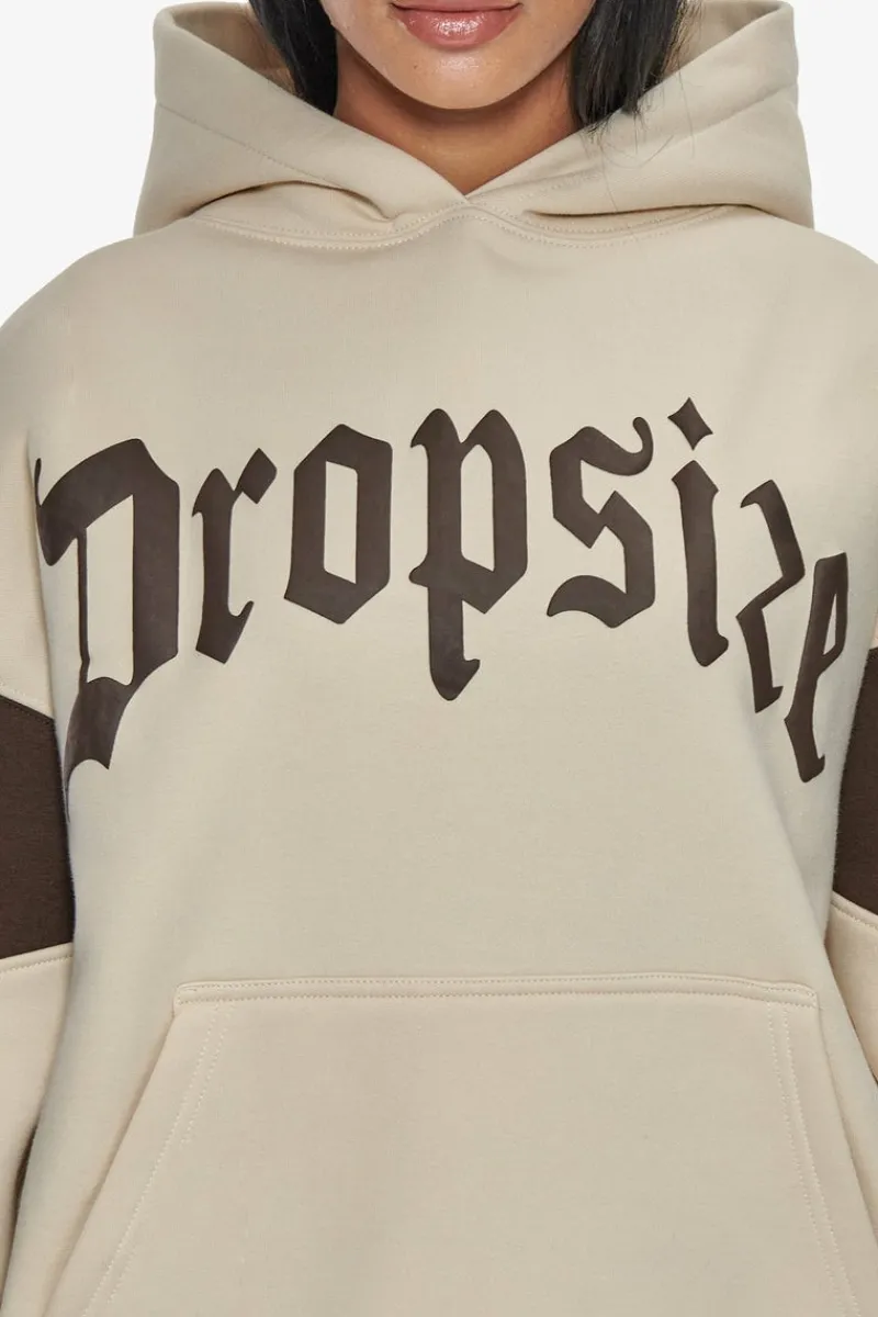 Frauen<Dropsize Heavy Oversize Colour Sleeve Hoodie Coconut Milk / Chocolate Brown