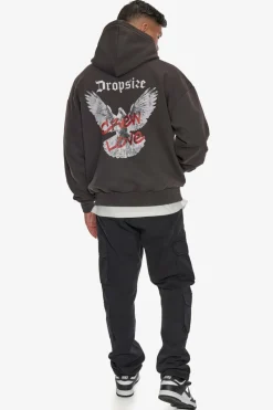Hoodie<Dropsize Heavy Oversize Crew Love Dove Hoodie Washed Black
