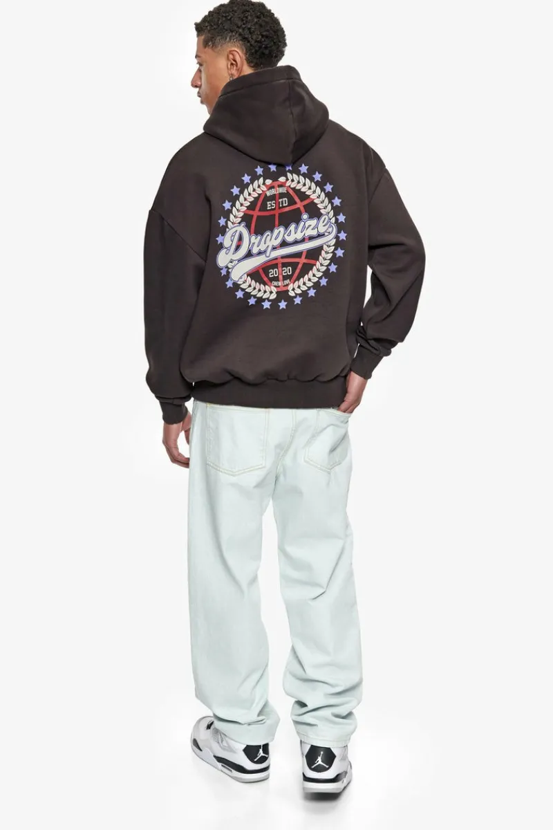 Hoodie<Dropsize Heavy Oversize Crew Love Globe Hoodie Washed Black