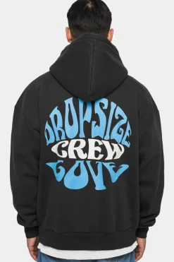 Hoodie<Dropsize Heavy Oversize ''Crew Love'' Hoodie Washed Black/ Blue