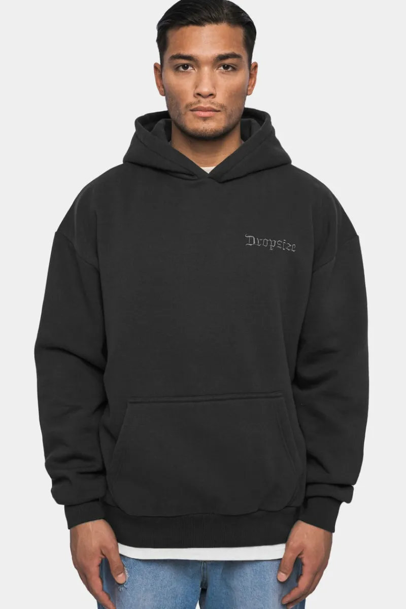 Hoodie<Dropsize Heavy Oversize ''Crew Love'' Hoodie Washed Black/ Blue