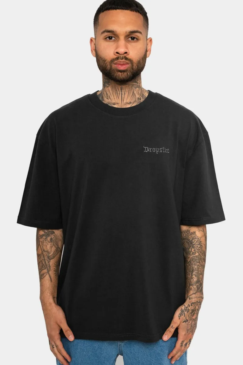 T-Shirt<Dropsize Heavy Oversize Crew Love T-Shirt Washed Black/Blue