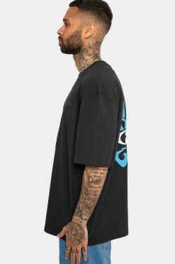 T-Shirt<Dropsize Heavy Oversize Crew Love T-Shirt Washed Black/Blue