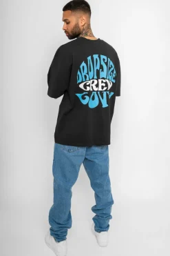 T-Shirt<Dropsize Heavy Oversize Crew Love T-Shirt Washed Black/Blue