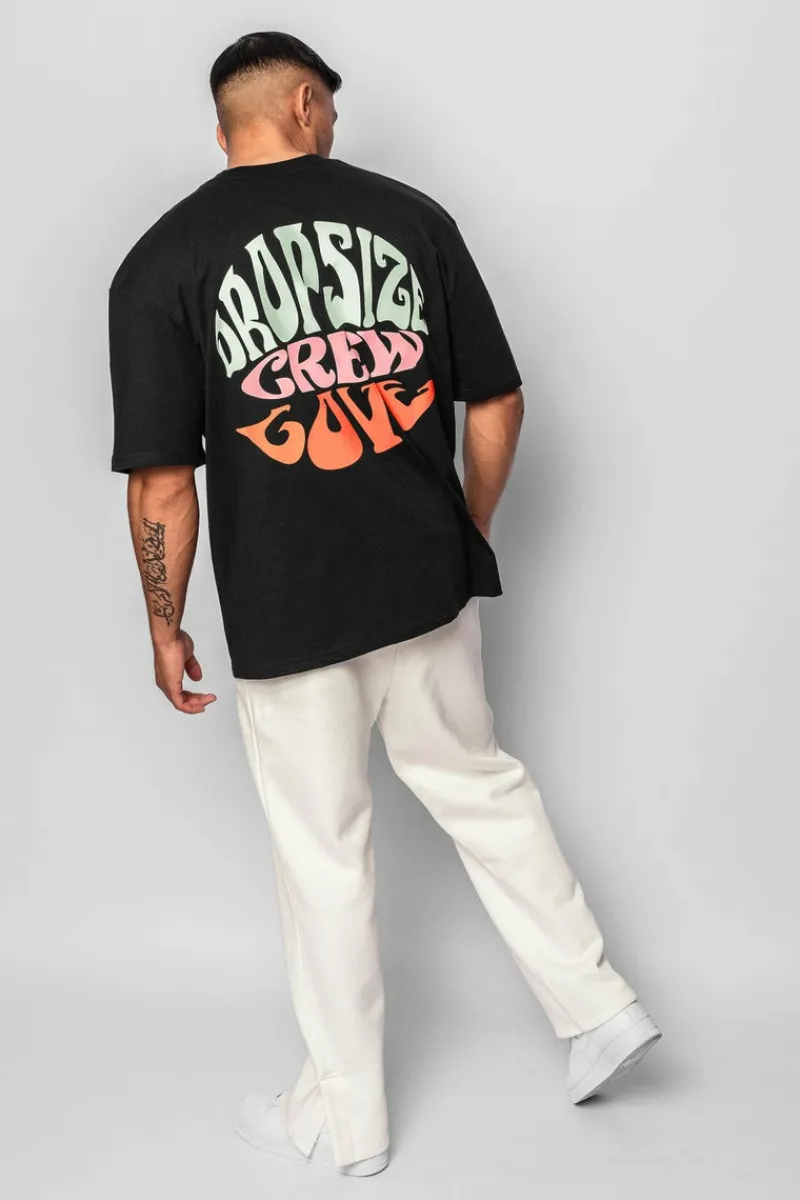 T-Shirt<Dropsize Heavy Oversize ''Crew Love'' T-Shirt Black