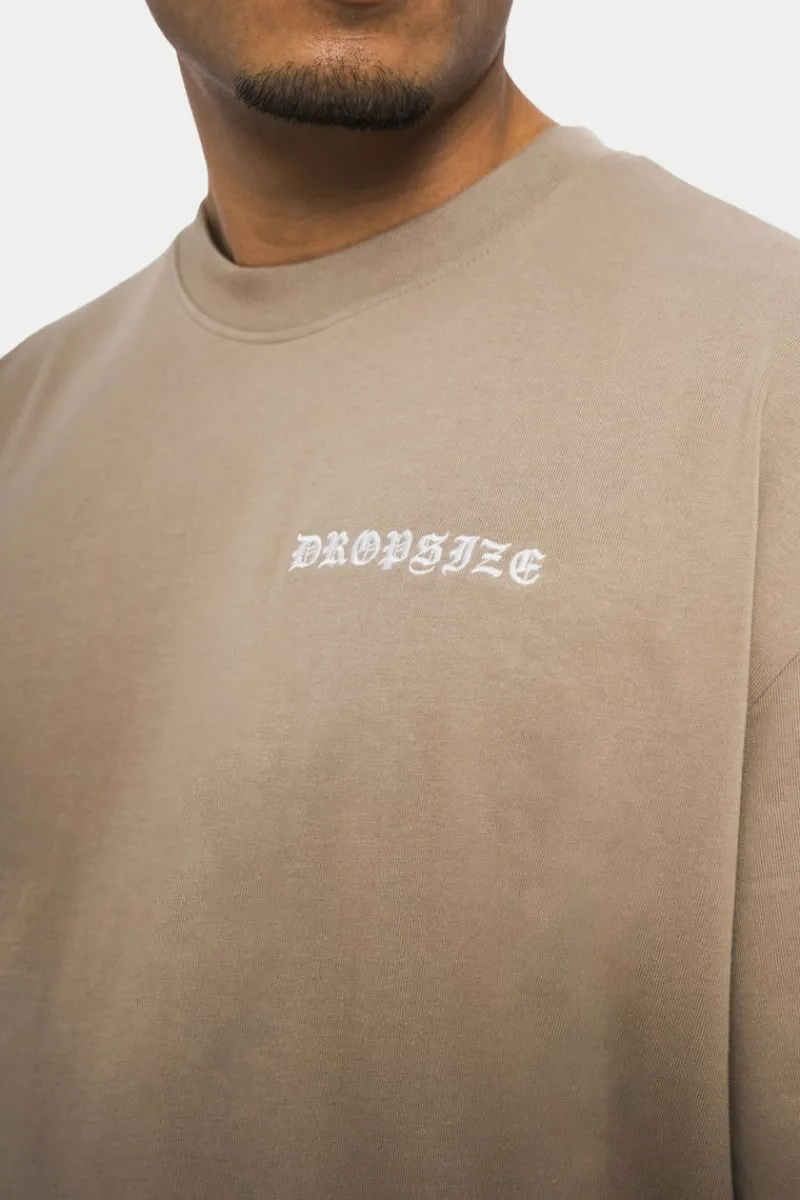 T-Shirt<Dropsize Heavy Oversize Crime T-Shirt Silver Mink