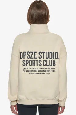 Frauen<Dropsize Heavy Oversized Ladies Sportsclub Half Zip Hoodie Coconut Milk
