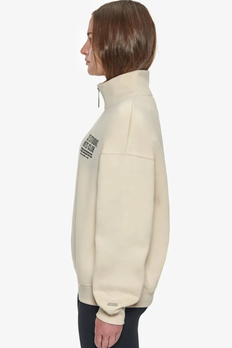 Frauen<Dropsize Heavy Oversized Ladies Sportsclub Half Zip Hoodie Coconut Milk