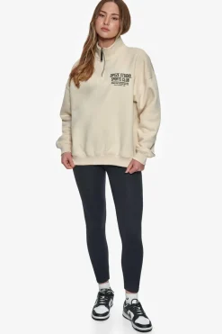 Frauen<Dropsize Heavy Oversized Ladies Sportsclub Half Zip Hoodie Coconut Milk