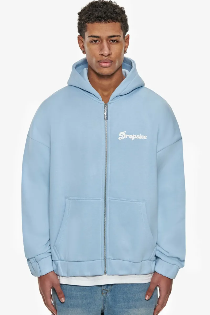 Zipper<Dropsize Heavy Oversize Dream Without Fear Zip Hoodie Baby Blue