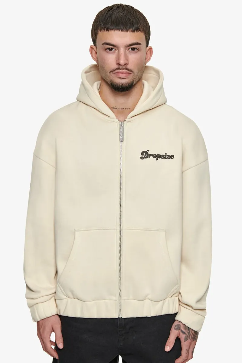 Zipper<Dropsize Heavy Oversize Dream Without Fear Zip Hoodie Coconut Milk