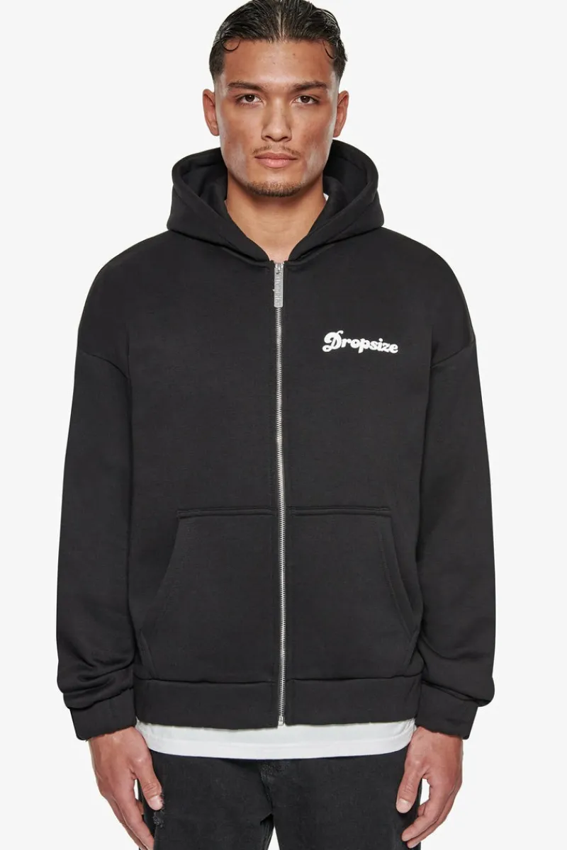 Zipper<Dropsize Heavy Oversize Dream Without Fear Zip Hoodie Black