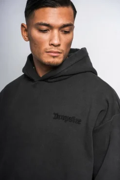 Hoodie<Dropsize Heavy Oversize Embo Hoodie Acid Washed Black
