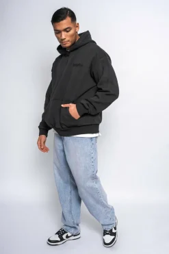 Hoodie<Dropsize Heavy Oversize Embo Hoodie Acid Washed Black