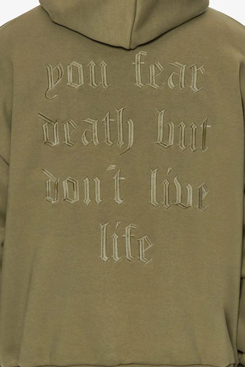 Hoodie<Dropsize Heavy Oversize Fear Death Hoodie Olive