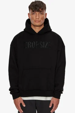 Hoodie<Dropsize Heavy Oversize Flat Front Embo Hoodie Black