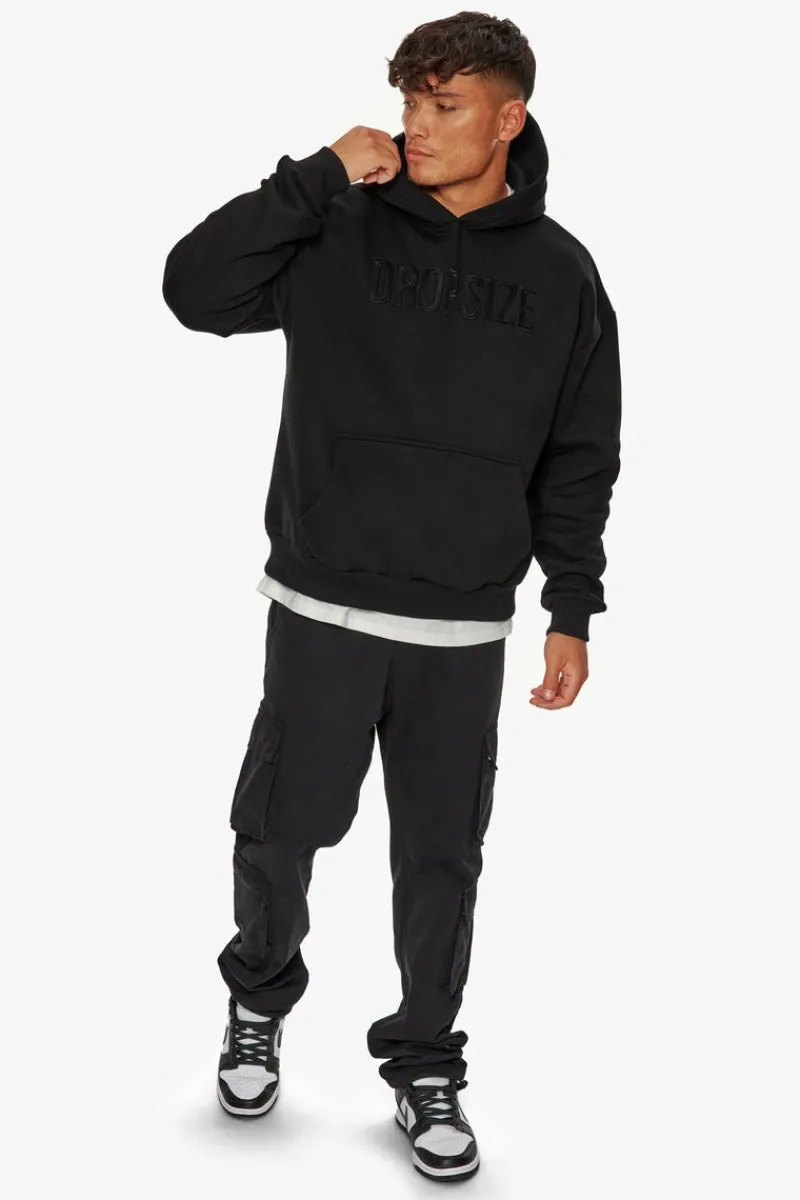 Hoodie<Dropsize Heavy Oversize Flat Front Embo Hoodie Black