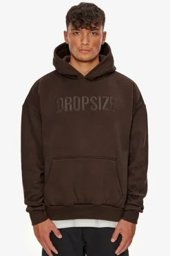 Hoodie<Dropsize Heavy Oversize Flat Front Embo Hoodie Chocolate