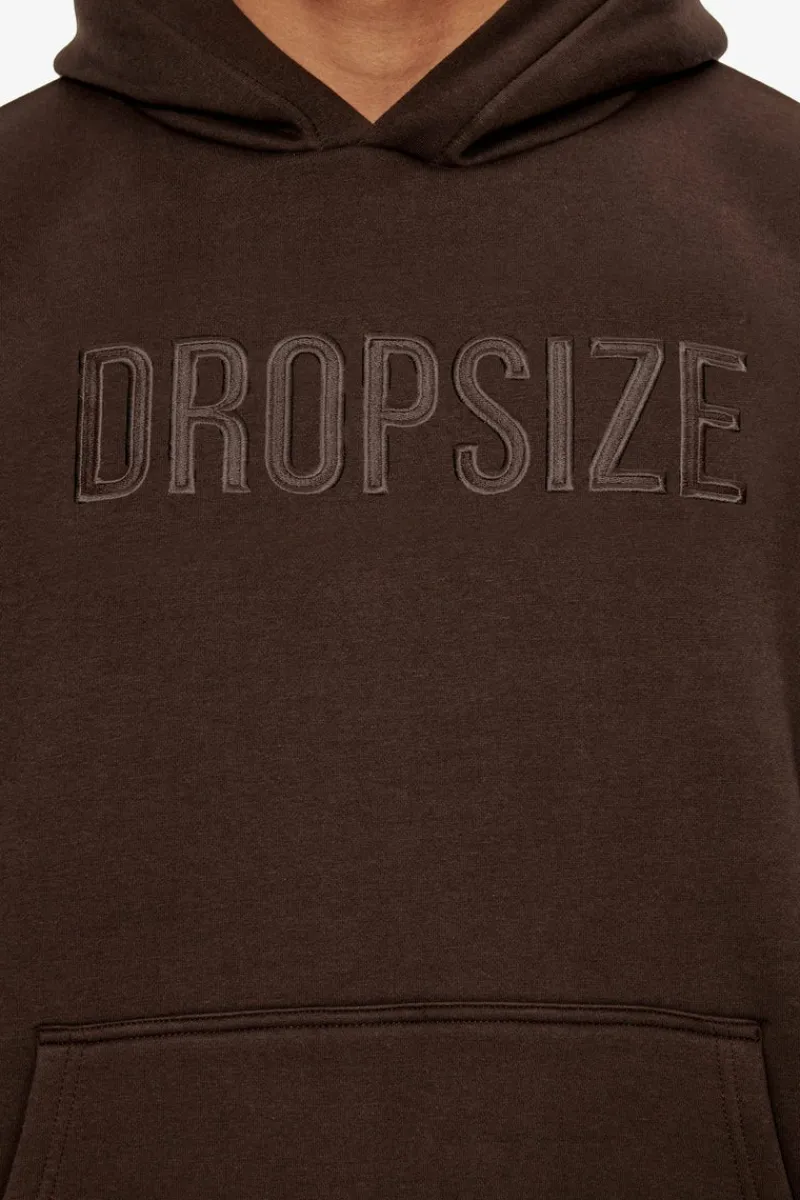 Hoodie<Dropsize Heavy Oversize Flat Front Embo Hoodie Chocolate