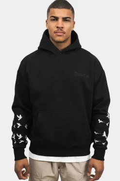 Hoodie<Dropsize Heavy Oversize Flying Pigeon Design Hoodie Black