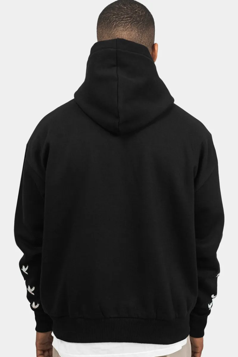 Hoodie<Dropsize Heavy Oversize Flying Pigeon Design Hoodie Black
