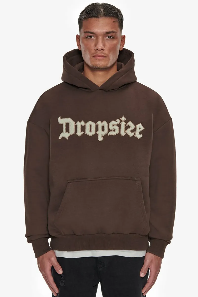 Hoodie<Dropsize Heavy Oversize Frottee Embo Hoodie Chocolate / Cream