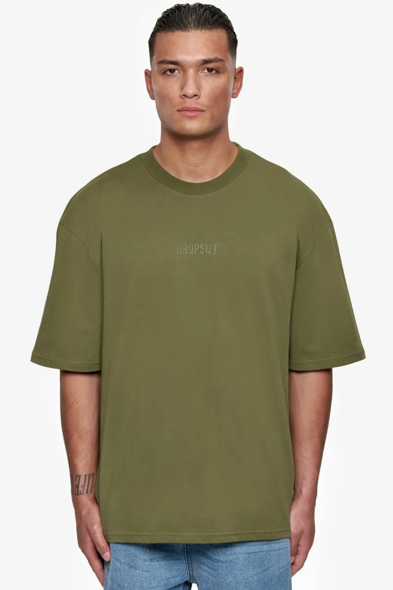 T-Shirt<Dropsize Heavy Oversize Hd Logo T-Shirt Olive