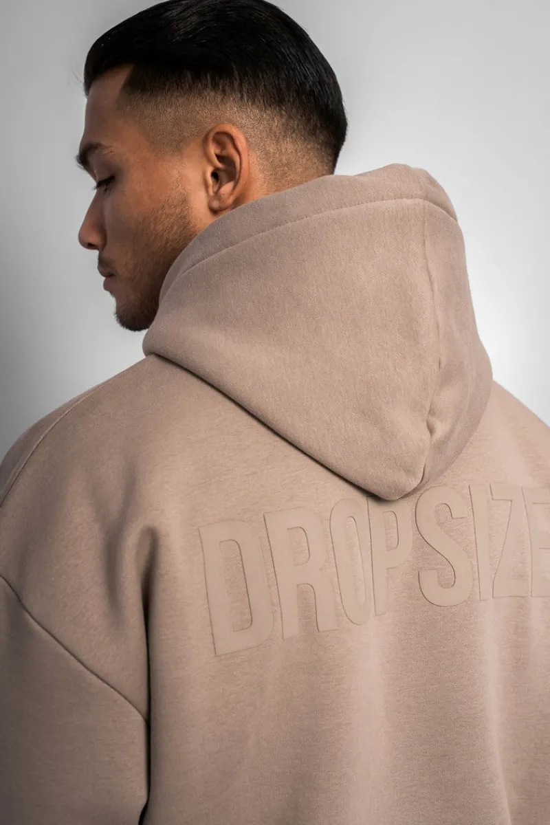 Hoodie<Dropsize Heavy Oversize Hd Print Hoodie Simply Taupe