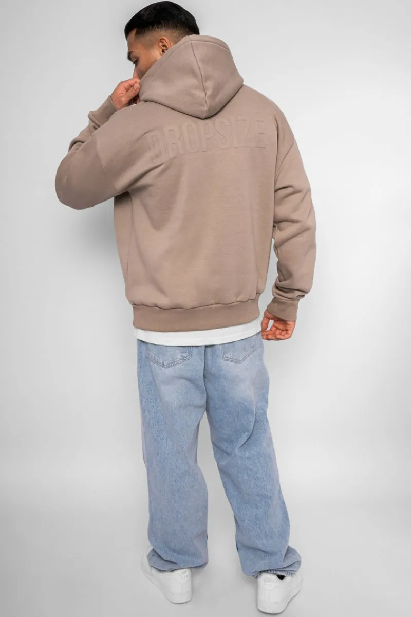 Hoodie<Dropsize Heavy Oversize Hd Print Hoodie Simply Taupe