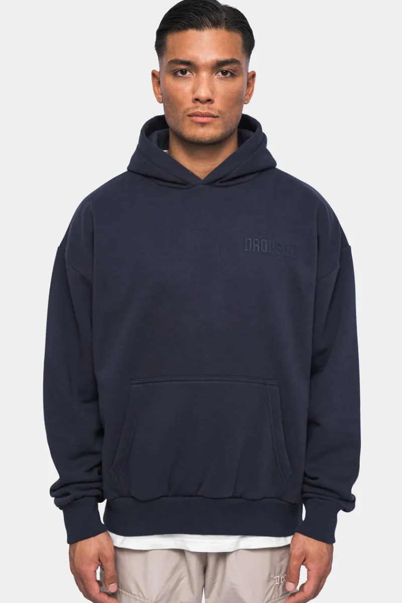 Hoodie<Dropsize Heavy Oversize Hd Print Hoodie Washed Navy