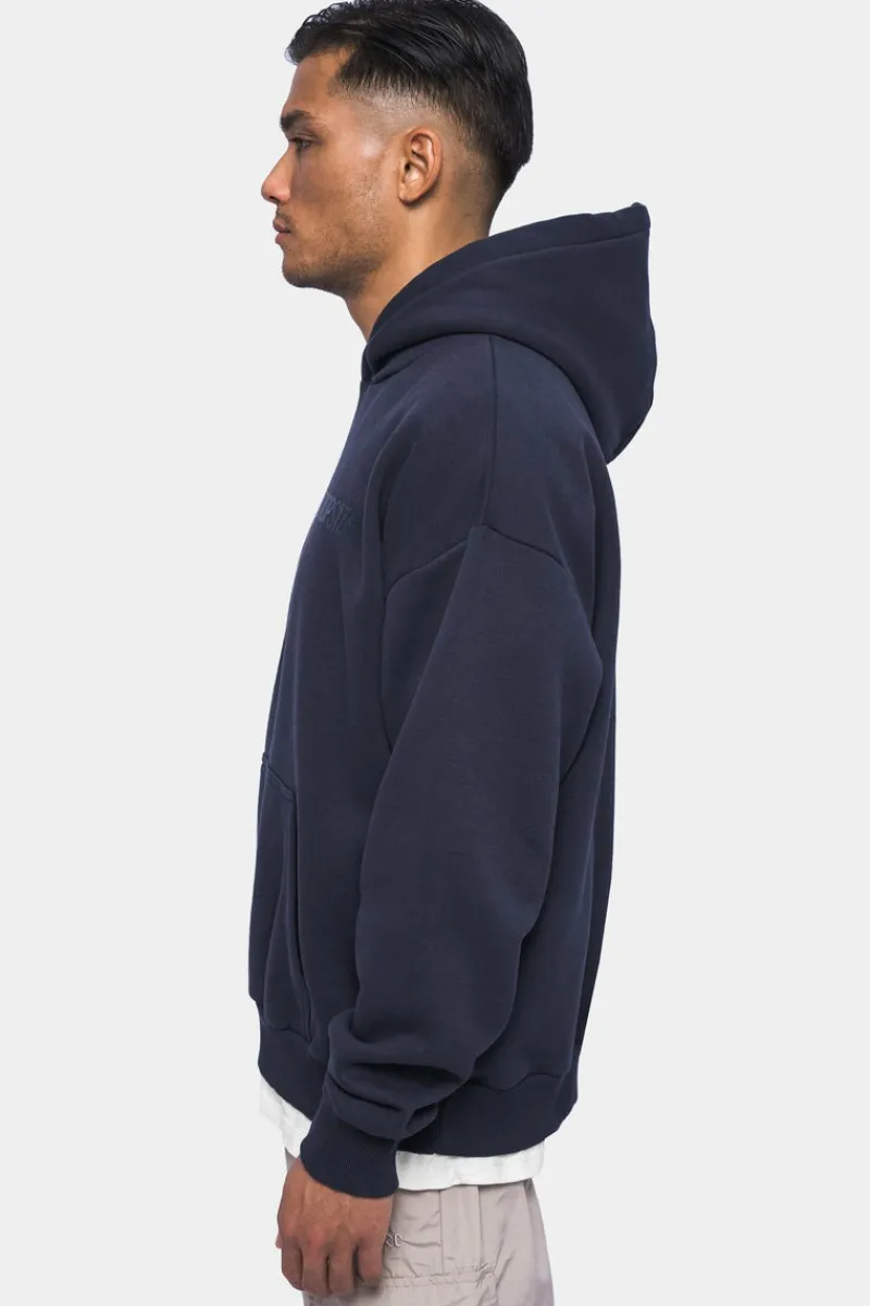 Hoodie<Dropsize Heavy Oversize Hd Print Hoodie Washed Navy