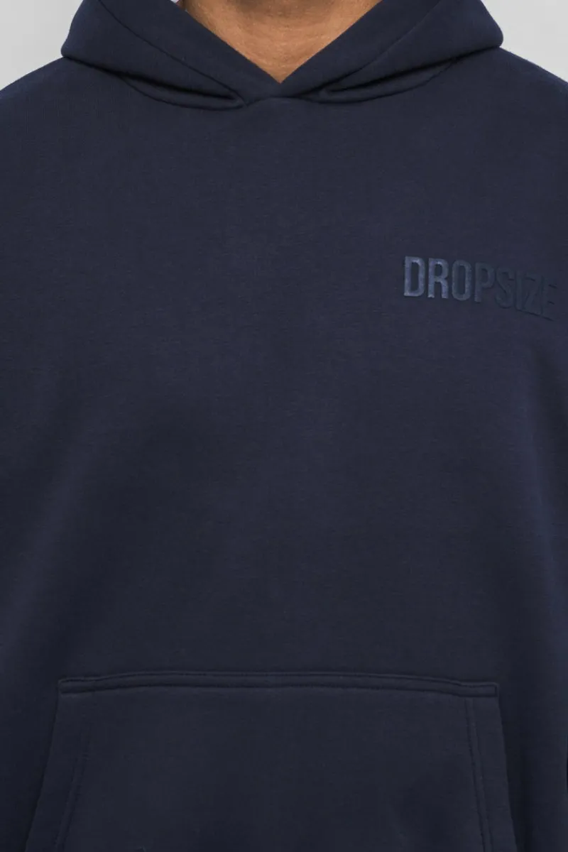 Hoodie<Dropsize Heavy Oversize Hd Print Hoodie Washed Navy