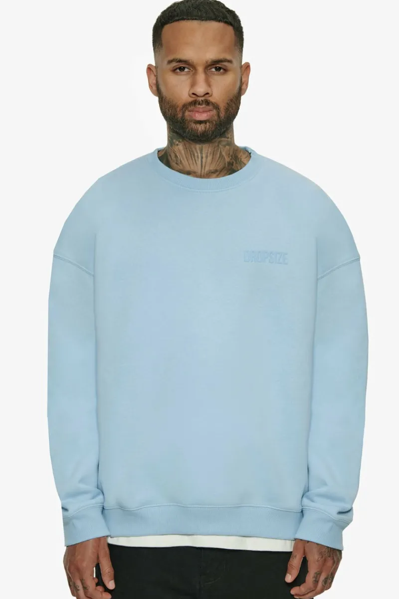Sweater<Dropsize Heavy Oversize Hd Print Sweater Baby Blue