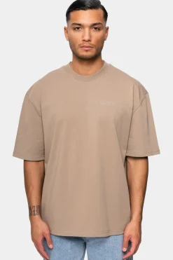 T-Shirt<Dropsize Heavy Oversize Hd Print T-Shirt Weathered Teak