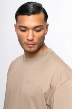 T-Shirt<Dropsize Heavy Oversize Hd Print T-Shirt Weathered Teak