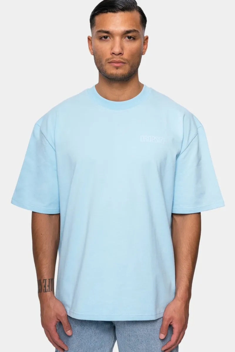 T-Shirt<Dropsize Heavy Oversize Hd Print T-Shirt Baby Blue