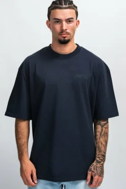 T-Shirt<Dropsize Heavy Oversize Hd Print T-Shirt Washed Navy