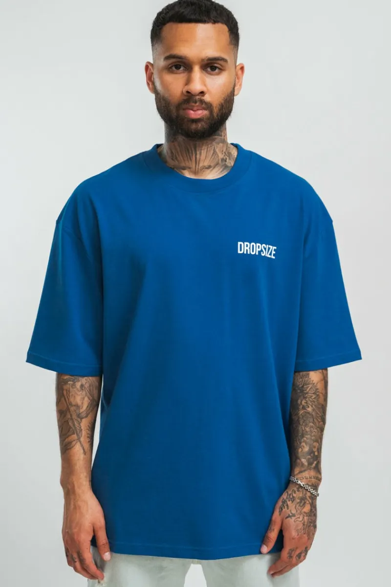 T-Shirt<Dropsize Heavy Oversize Hd Print T-Shirt Blue/White