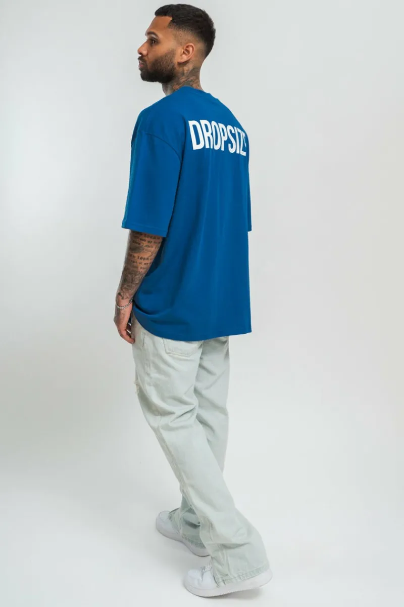 T-Shirt<Dropsize Heavy Oversize Hd Print T-Shirt Blue/White