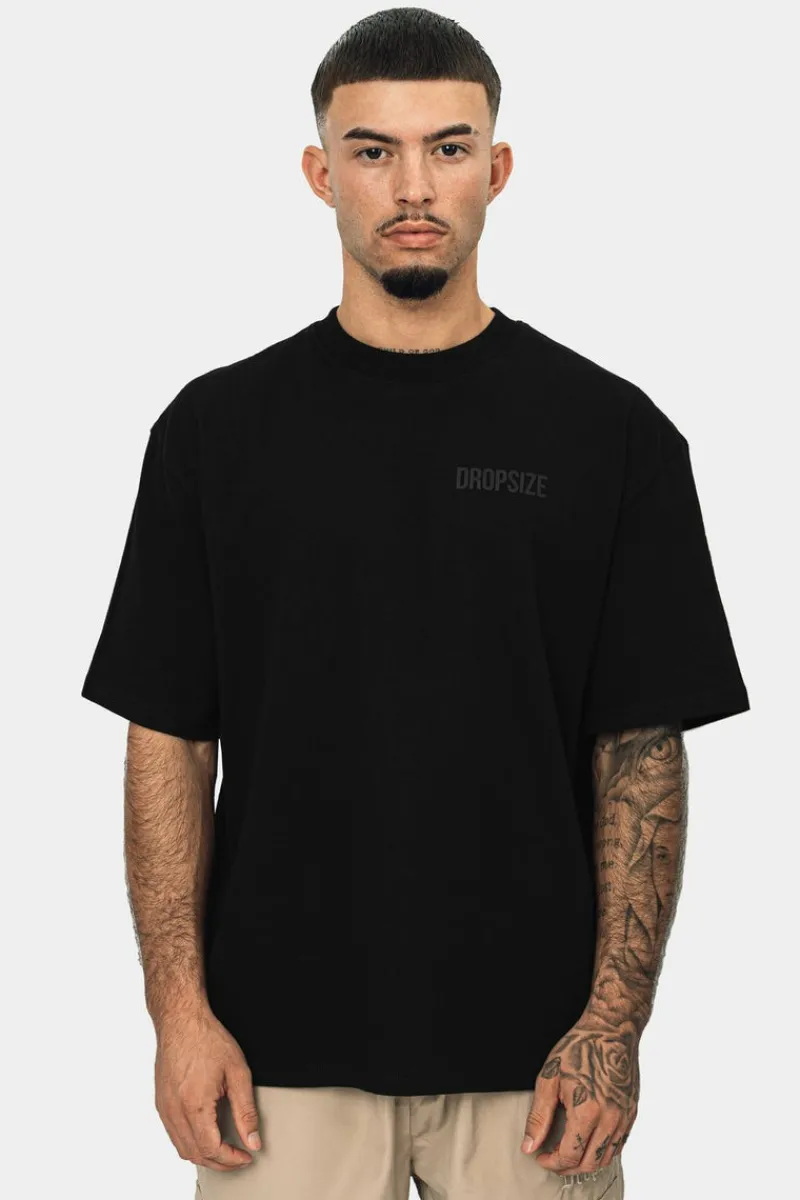 T-Shirt<Dropsize Heavy Oversize Hd Print T-Shirt Black