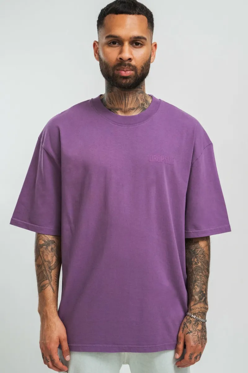 T-Shirt<Dropsize Heavy Oversize Hd Print T-Shirt Washed Purple