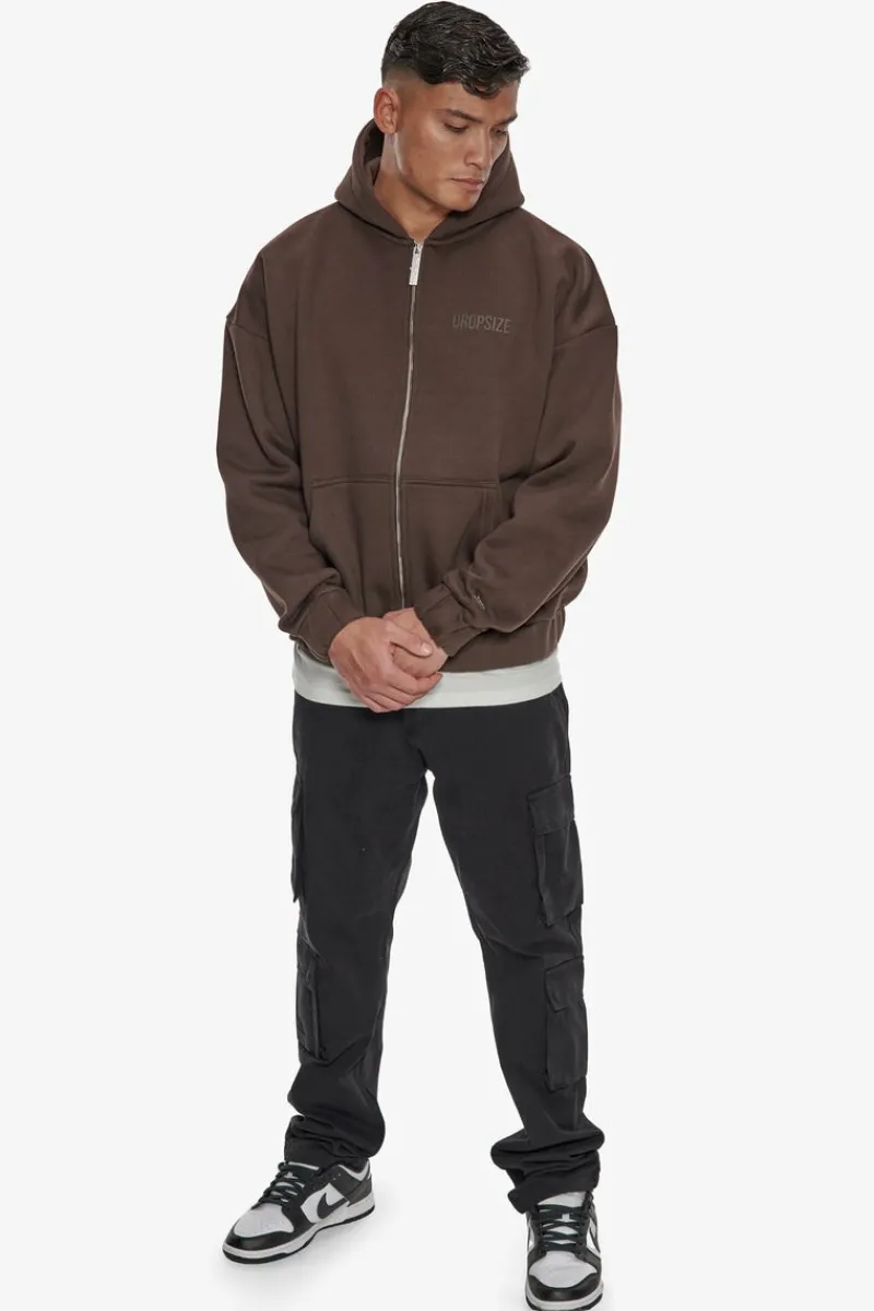 Zipper<Dropsize Heavy Oversize Hd Print Zip Hoodie Chocolate