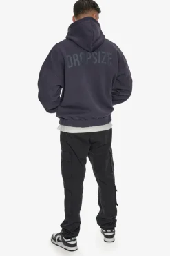 Zipper<Dropsize Heavy Oversize Hd Print Zip Hoodie Washed Navy