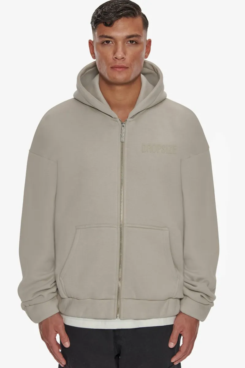 Zipper<Dropsize Heavy Oversize Hd Print Zip Hoodie Stone