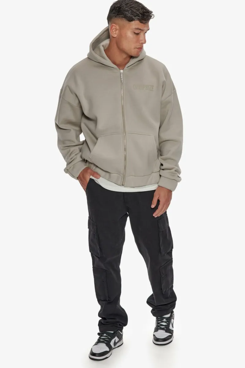 Zipper<Dropsize Heavy Oversize Hd Print Zip Hoodie Stone