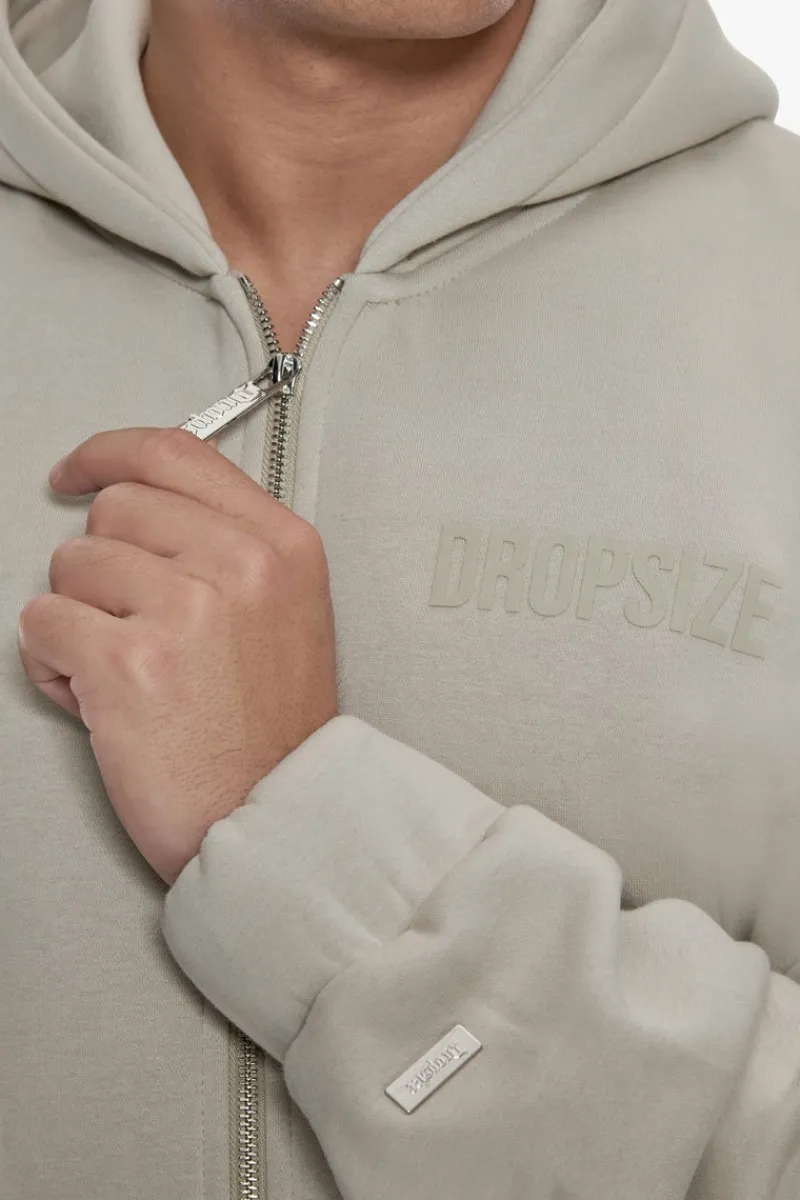 Zipper<Dropsize Heavy Oversize Hd Print Zip Hoodie Stone