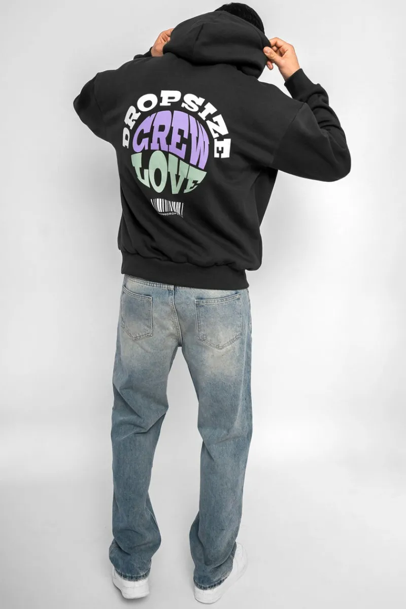 Hoodie<Dropsize Heavy Oversize Hoodie Crew Love V2 Washed Black