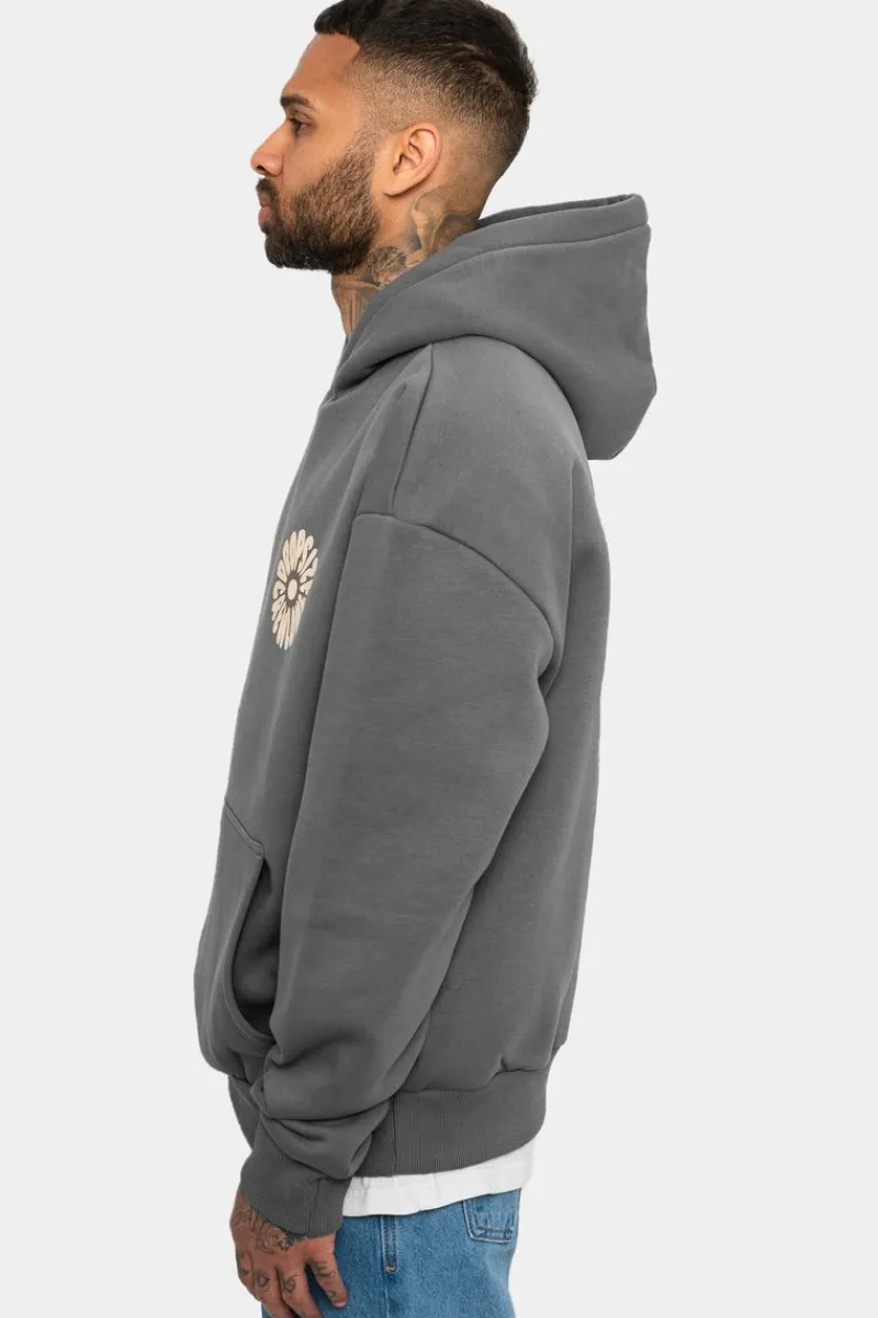 Hoodie<Dropsize Heavy Oversize Hoodie Flowers Grey