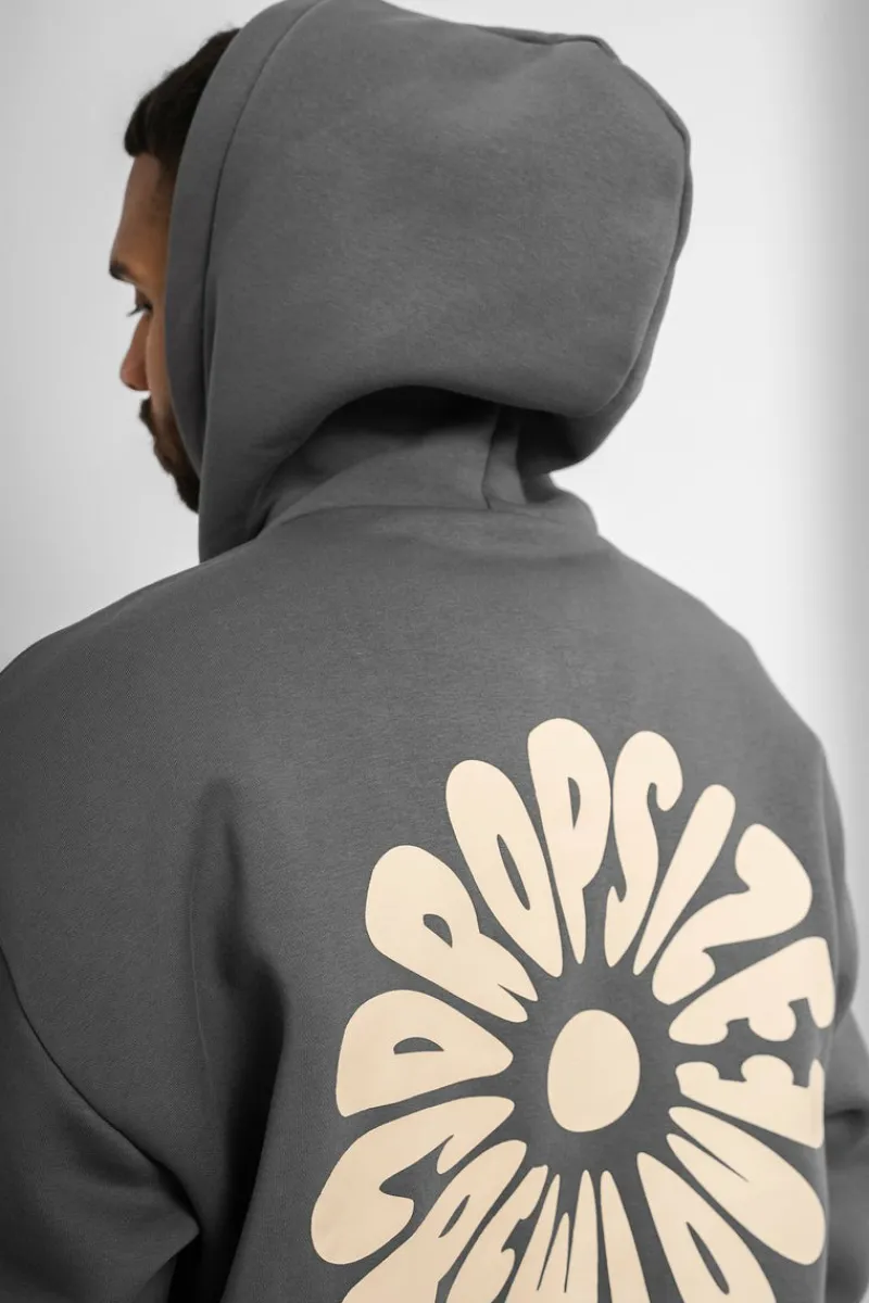 Hoodie<Dropsize Heavy Oversize Hoodie Flowers Grey
