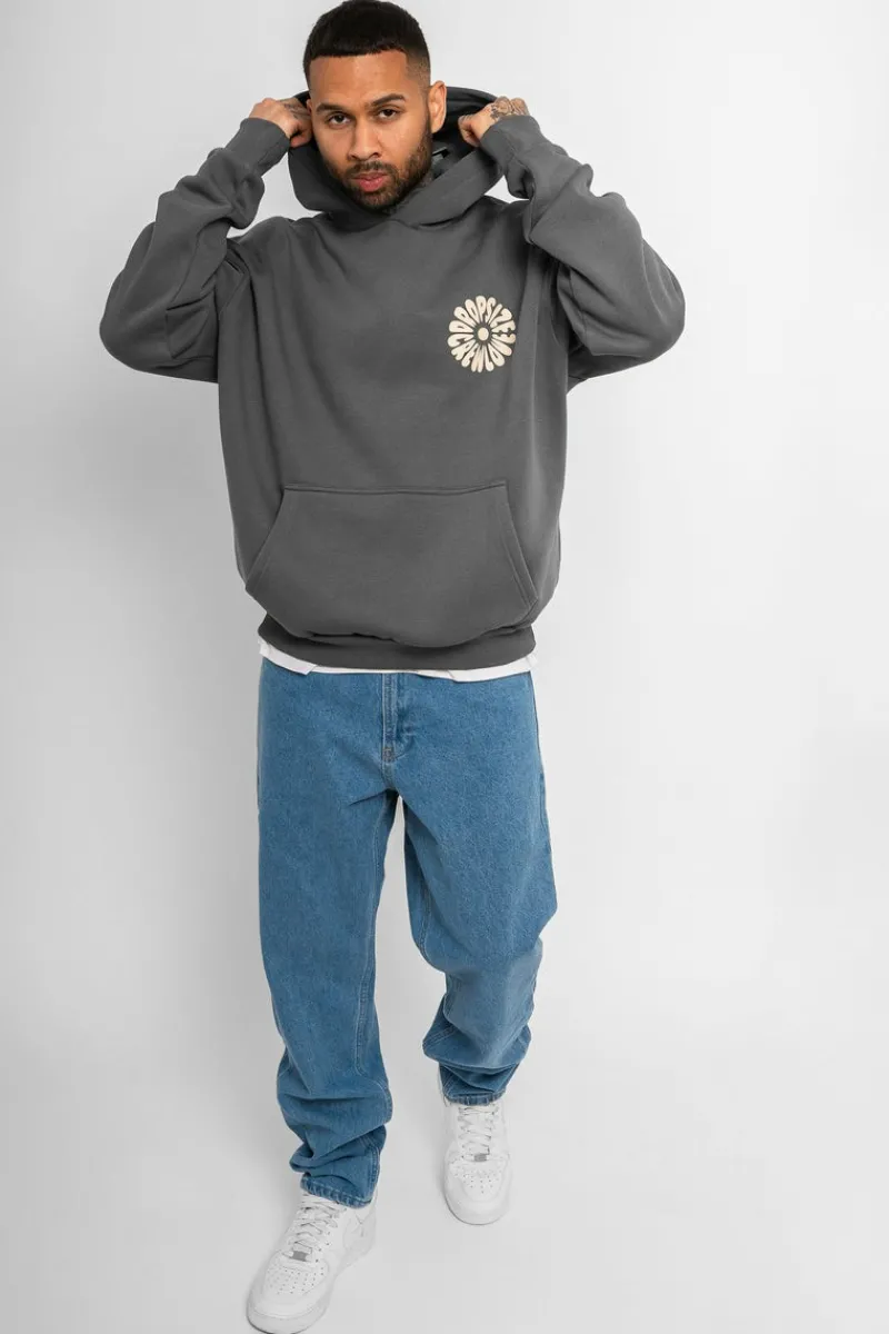 Hoodie<Dropsize Heavy Oversize Hoodie Flowers Grey